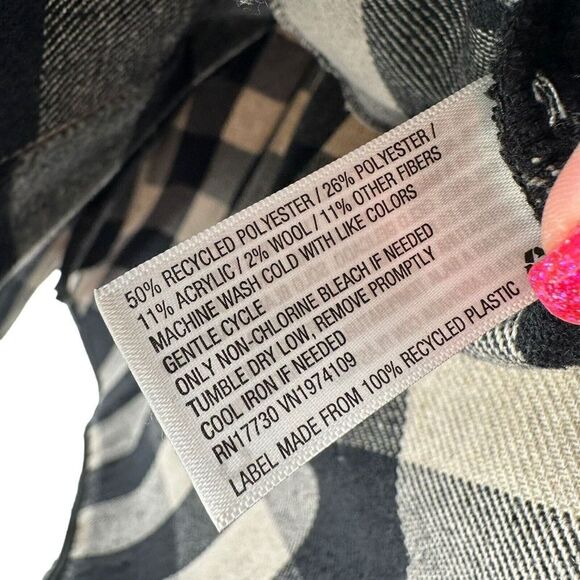 Knox Rose Shirt Jacket Shacket M Plaid Black Tan Classic Cozy Cabin Wool Blend - Picture 9 of 9